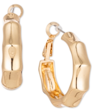 image of Charter Club Gold-Tone Wavy Medium Hoop Earrings, 1.15
