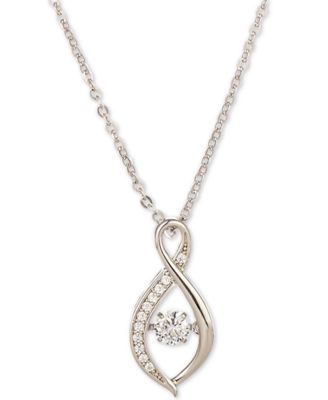Charter Club - Silver-Tone Dancing Crystal Twisted Pendant Necklace