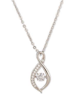 image of Charter Club Silver-Tone Dancing Crystal Twisted Pendant Necklace, 17