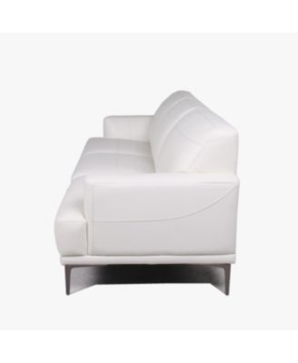 Michola Mid-Century Leather Sofa in White