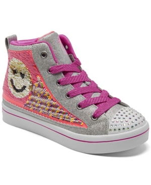 image of Skechers Little Girls Flip Kicks- Twi-Lites 2.0 - Sequin Society High Top Casual Sneakers from Finish Line