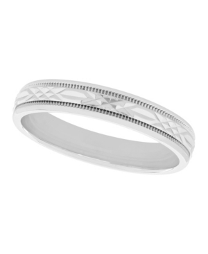 image of Macy-s Unisex Geometric Milgrain 925 Sterling Silver Wedding Band