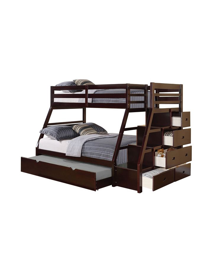 Acme Furniture Jason Twin Over Full Bunk Bed with Storage, Ladder