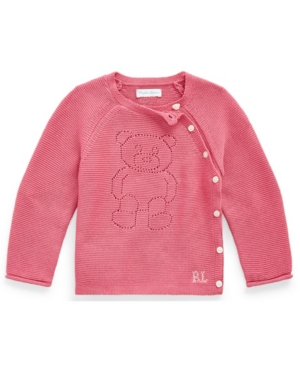 image of Ralph Lauren Baby Boys Pointelle-Knit Polo Bear Sweater