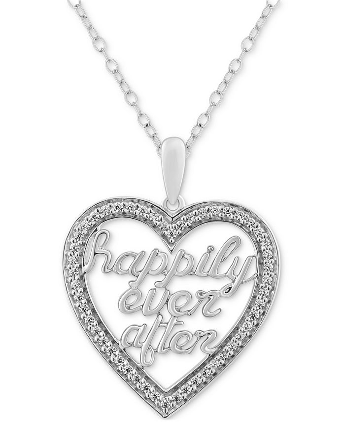 Enchanted Disney Fine Jewelry - Diamond Happily Ever After Heart Necklace (1/5 ct. t.w.) in Sterling Silver, 17" + 2" extender