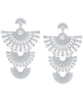 Swarovski - Silver-Tone Crystal Triple Drop Earrings