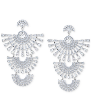 image of Swarovski Silver-Tone Crystal Triple Drop Earrings