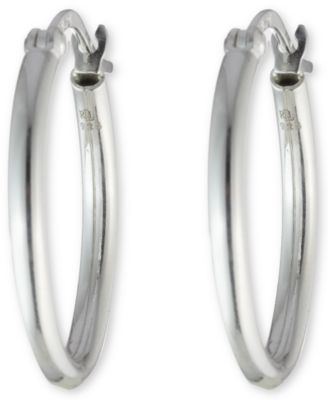 Small Polished Hoop Earrings in Sterling Silver, 1"