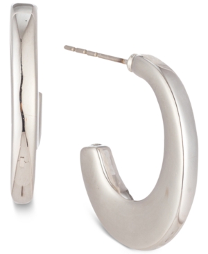 image of Charter Club Silver-Tone Flat Small C-Hoop Earrings, .85