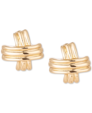 image of Charter Club Gold-Tone Wave Cross Stud Earrings, Created for Macy-s