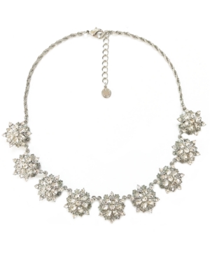image of Charter Club Silver-Tone Crystal Snowflake Statement Necklace, 17