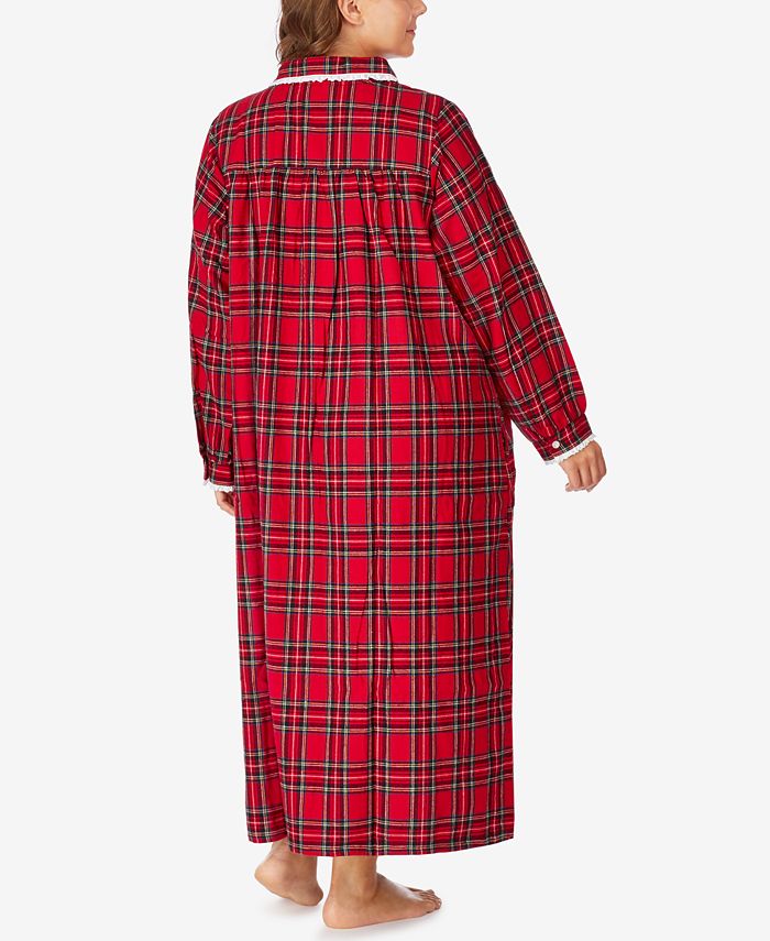 Lanz of Salzburg Plus Size Cotton Flannel Plaid Nightgown Macy's