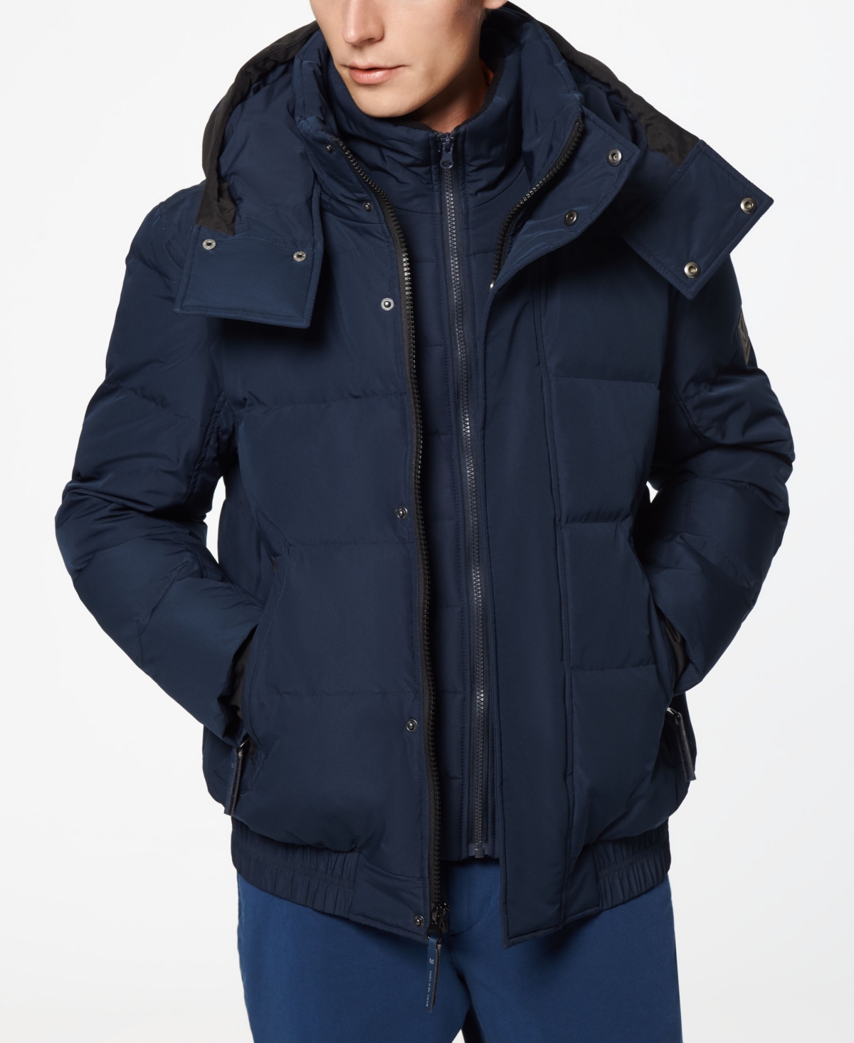 Men's Phoenix Down Bomber Jacket with Bib - Navy