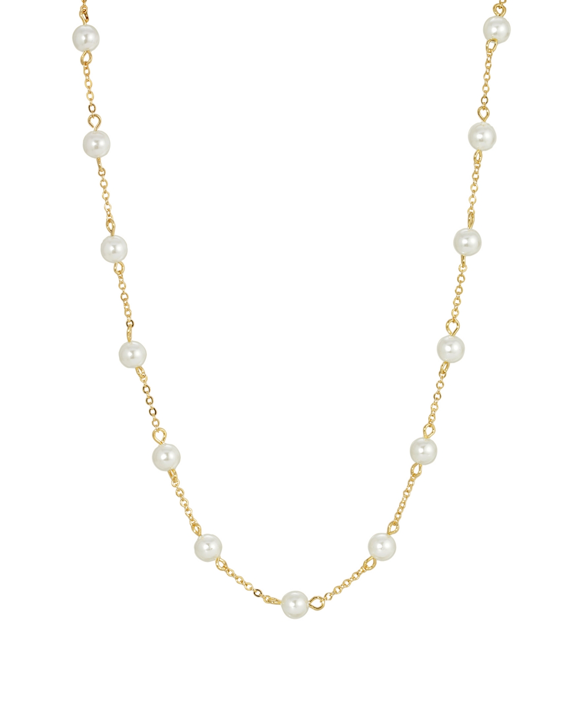 2028 Women's Gold Tone Imitation Pearl Chain Necklace In White