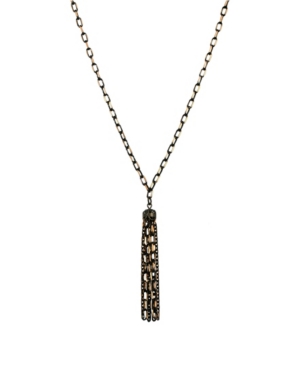 image of 2028 Women-s Black Tone and Gold Tone Tassel Drop Necklace