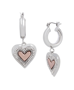 image of Heart Charm Huggie Hoop Earrings