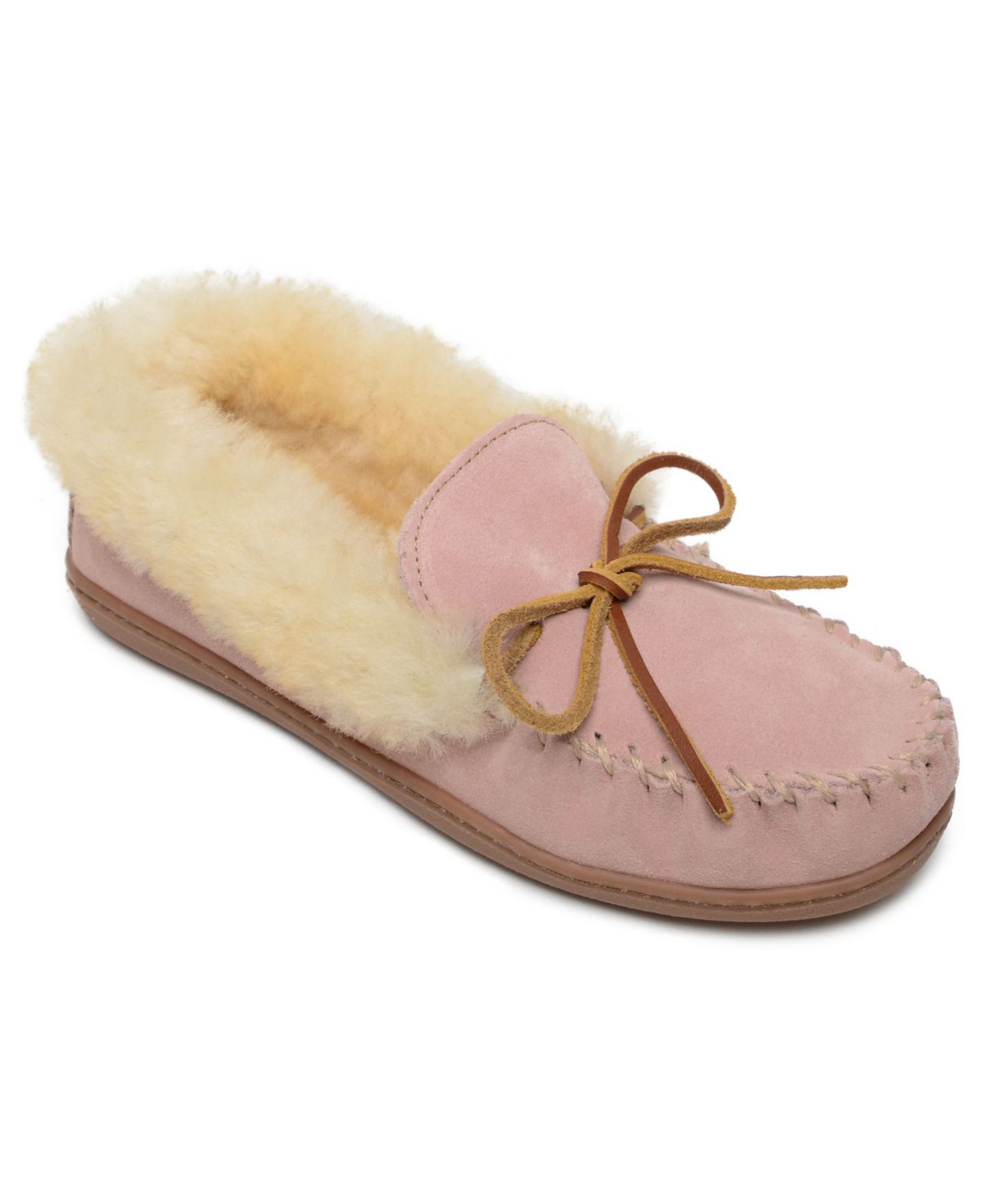 Женские тапочки Minnetonka Alpine Sheepskin Slippers, цвет: Розовый пудровый — фото 1