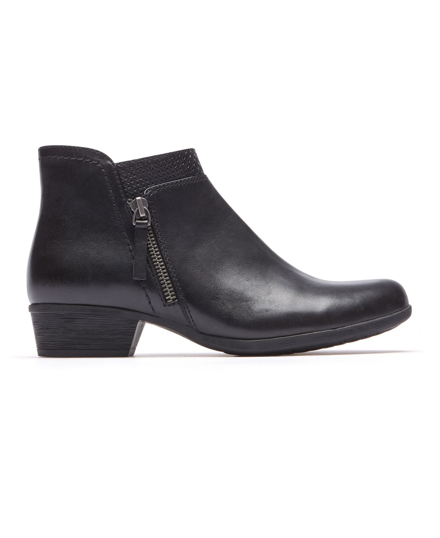 Женские ботинки Rockport Carly Leather Block Heel Ankle Booties, цвет: Чёрный кожаный — фото 2