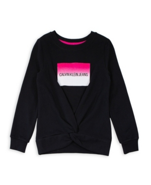 image of Calvin Klein Big Girls Glitter Gradient Institution Logo Sweatshirt