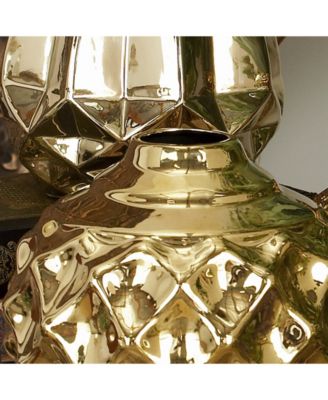 by Cosmopolitan Set of 3 Gold Stoneware Glam Vase, 6" x 6"