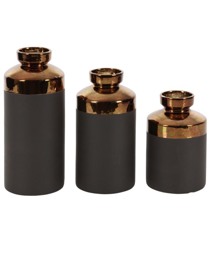 CosmoLiving Tall Cylinder Metallic Copper and Matte Decorative Vases, Set of 3 & Reviews - Vases - Home Decor - Macy's