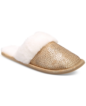 image of Inc Glitter Faux-Fur Slippers, Created for Macy-s