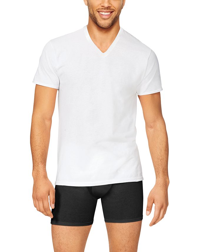 Hanes Men's 4-Pk. Platinum Stretch V-Neck T-Shirts & Reviews ...