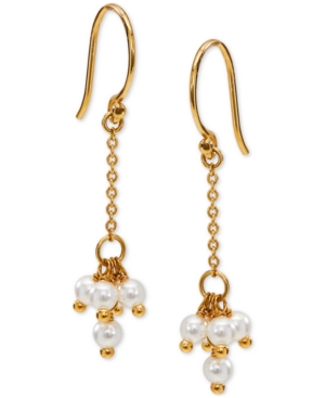 image of Ava Nadri 18k Gold-Plated Shaky Imitation Pearl Cluster Chain Drop Earrings