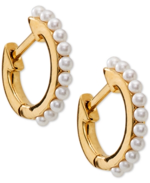 image of Ava Nadri Extra-Small Mini Imitation Pearl Huggie Hoop Earrings, 0.37
