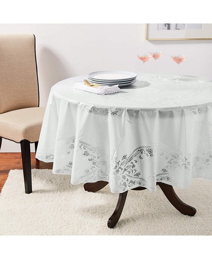 Violet Table Linens Violet Vinyl Lace Battenberg Embossed Floral