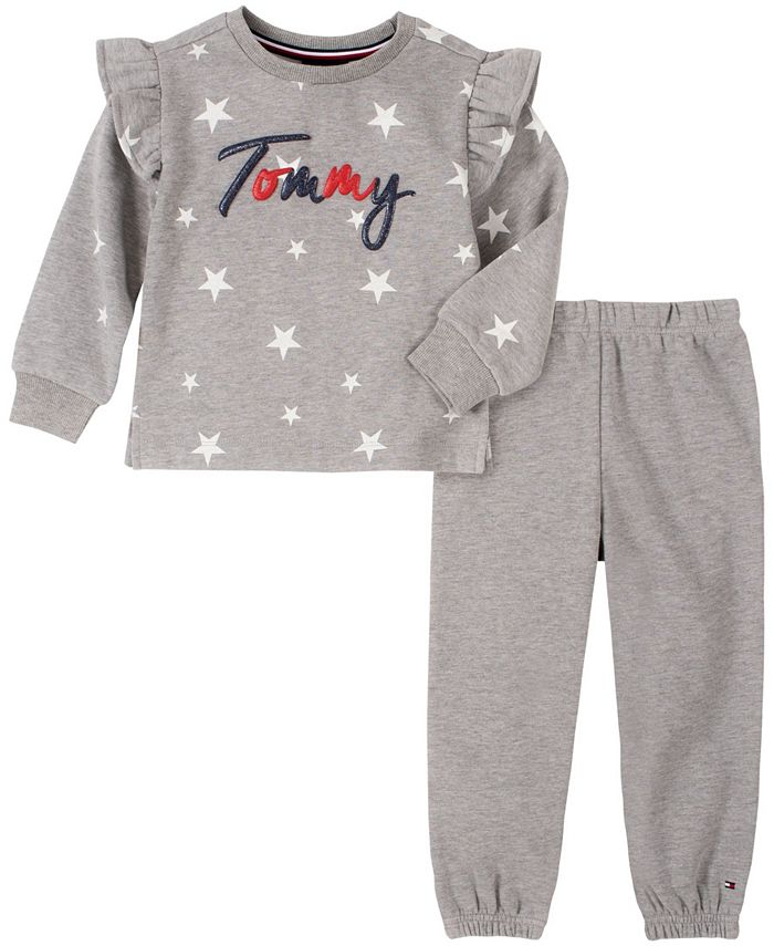 Tommy Hilfiger Little Girls 2 Piece Heathered Top with Pant Set - Macy's