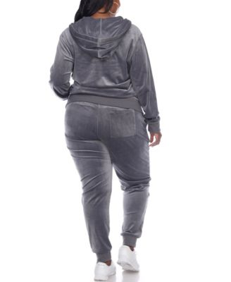 Plus Size Velour Tracksuit Loungewear 2-Piece Set