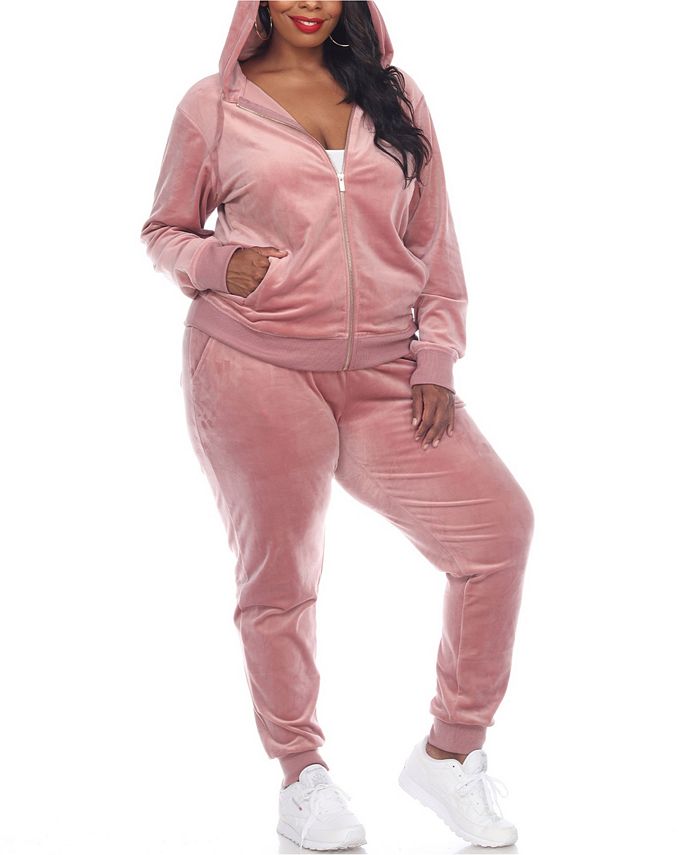 white mark women's velour tracksuit loungewear 2pc set