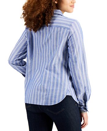 Tommy Hilfiger Cotton Striped Utility Shirt - Macy's