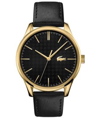 Lacoste - Men's Black Leather Strap Watch 42mm