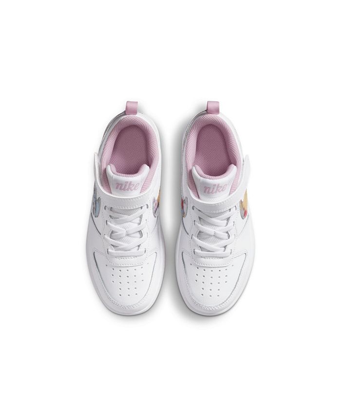 nike white floral court borough low velcro trainers