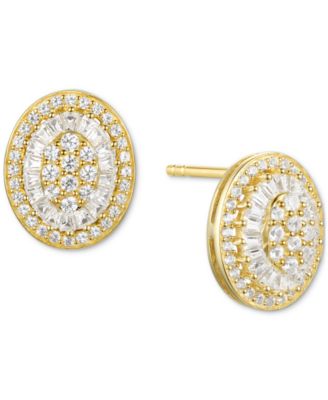 Macy's - Diamond Baguette Oval Stud Earrings (1/2 ct. t.w.)