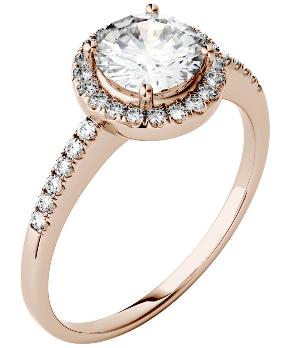 Moissanite Round Halo Ring (1-1/3 ct. t.w. Diamond Equivalent) in 14k Gold or White Gold or- Rose Gold