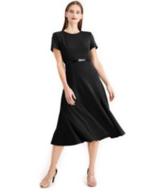 Belted A line Midi Dress