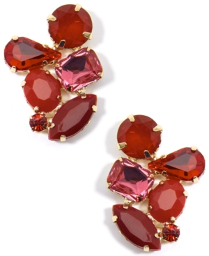 image of Zenzii Gold-Tone Multi-Crystal Cluster Stud Earrings