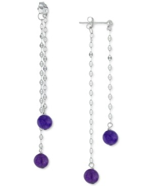 image of Giani Bernini Purple Quartz Front & Back Drop Earrings in Sterling Silver, Created for Macy-s