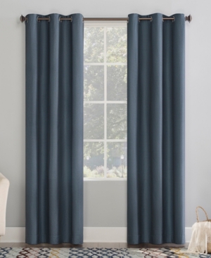 No. 918 Lindstrom Textured Draft Shield Grommet Curtain Panel, 40" X 96" In Dusk