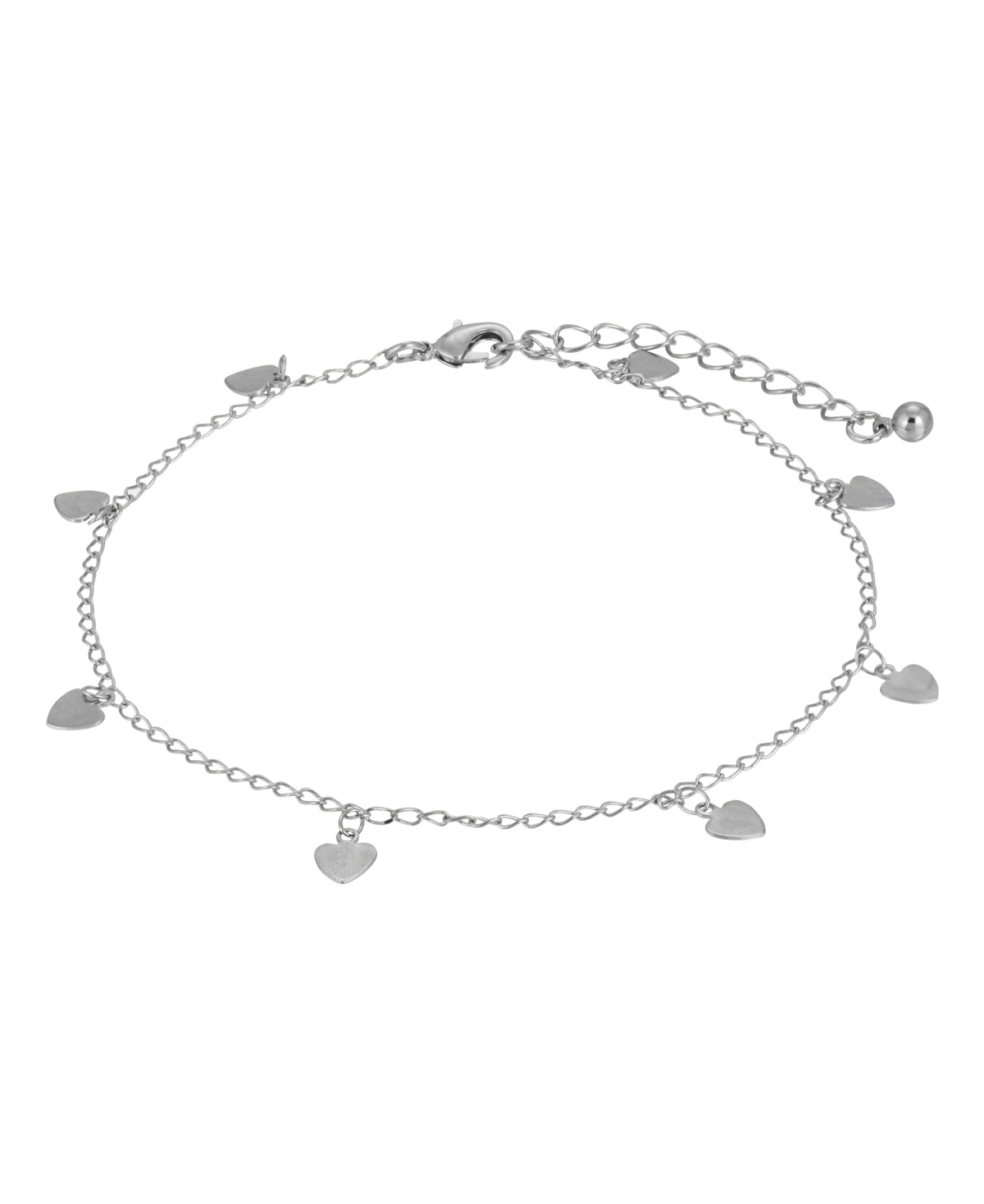 Women's Silver-Tone Chain with Heart Drops Anklet - Gray