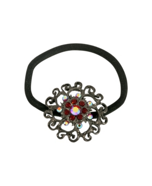 image of Women-s Black-Tone Crystal Ponytail Holder