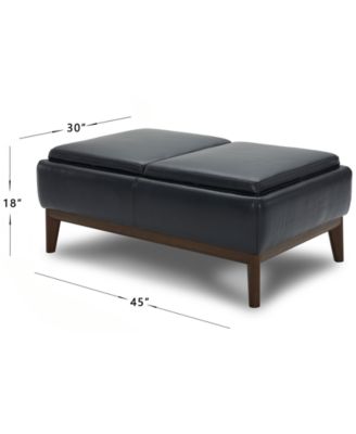 Jollene Leather Ottoman with Wood Trays