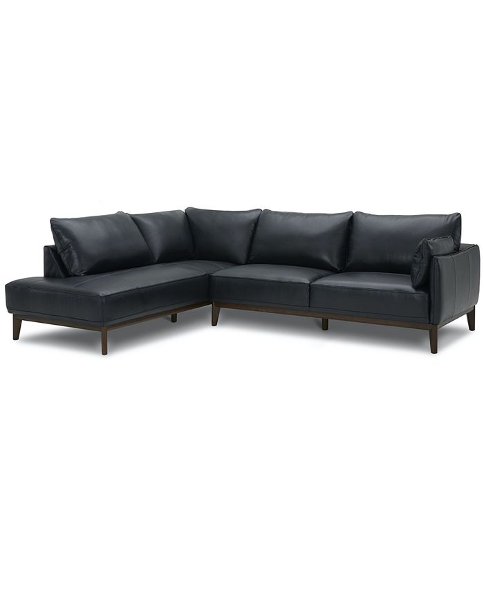 Furniture Jollene Leather 2 Pc, Black Leather Sofa With Ottoman