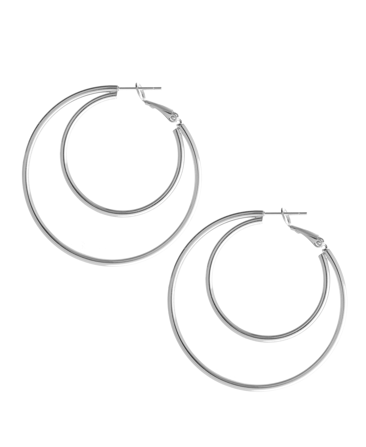 Large Double Row Omega Hoop in Silver Plate - Silver