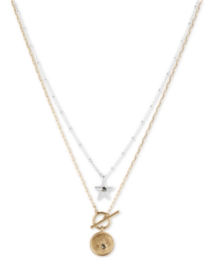 image of Lucky Brand Two-Tone 2-Pc. Set Pave Star & Sun Pendant Necklaces