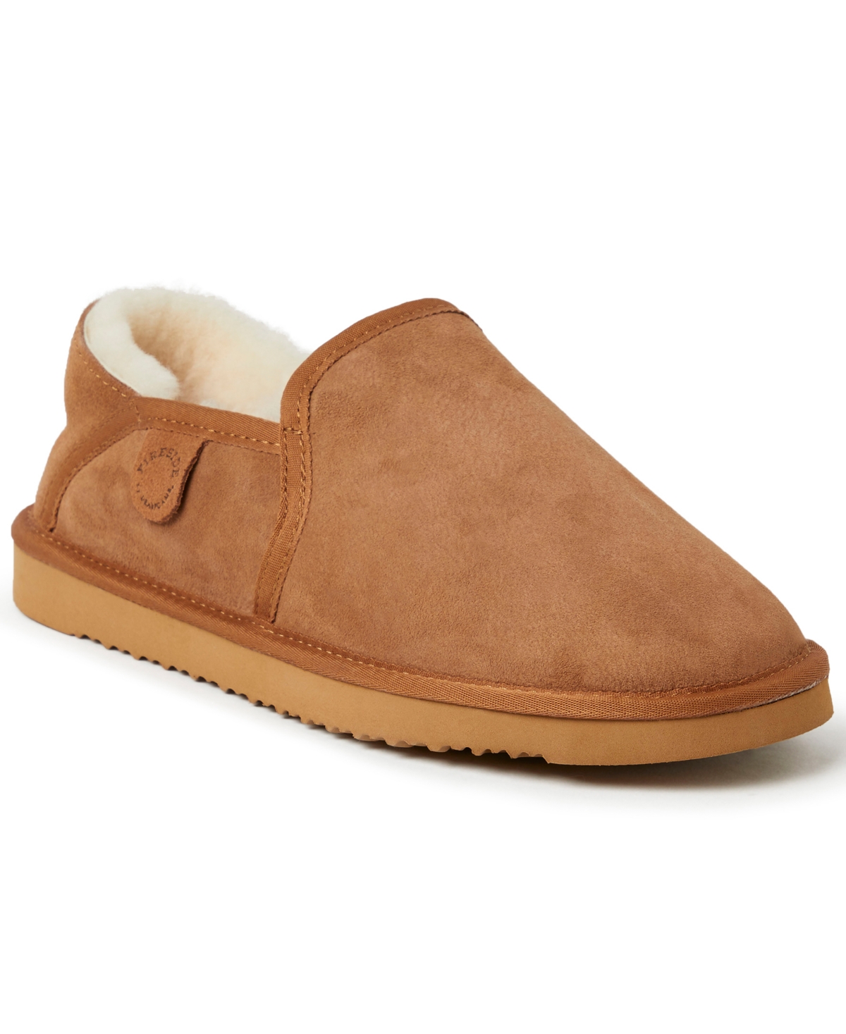 DEARFOAMS FIRESIDE BY DEARFOAM MEN'S HOBART GENUINE SHEARLING CLOSED BACK SLIPPERS MEN'S SHOES