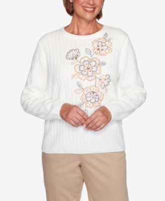 Asymmetric Flower Chenille Sweater 